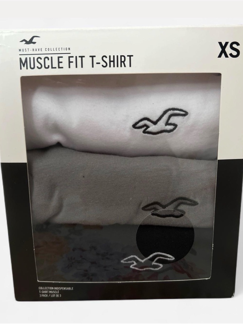 Hollister Men’s Muscle Fit T-Shirt 3-Pack – White & Gray